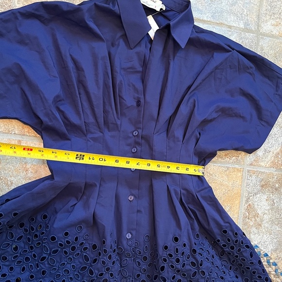 Anthropologie x Exquise The Tobie Button-Front Pleated Mini Shirt Dress Med NWT - Picture 12 of 16